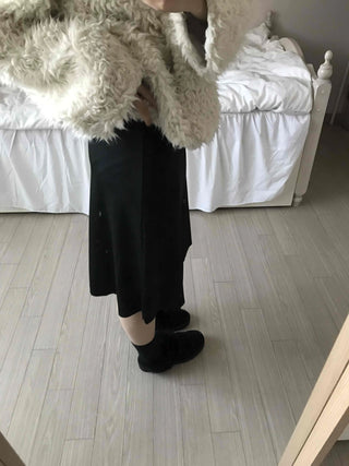 Cozy Fur Oversized Crop Cardigan and Midi Skirt Set
