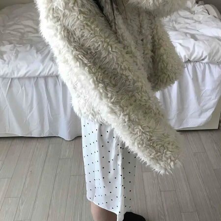 Cozy Ribbon Dot H-Line Midi Skirt