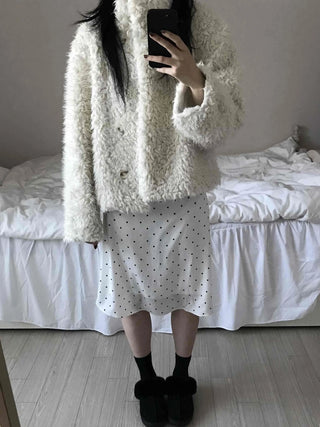 Cozy Ribbon Dot H-Line Midi Skirt