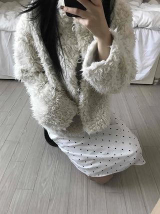 Cozy Ribbon Dot H-Line Midi Skirt