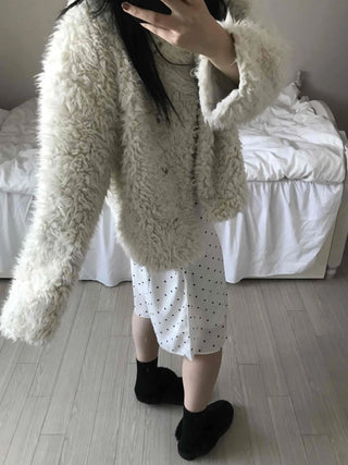 Cozy Ribbon Dot H-Line Midi Skirt