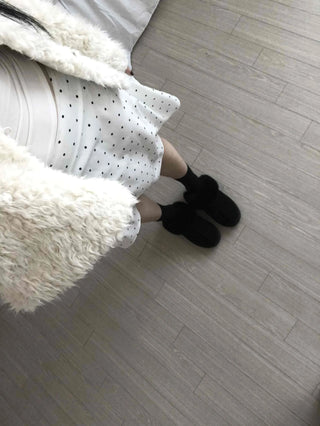 Cozy Ribbon Dot H-Line Midi Skirt