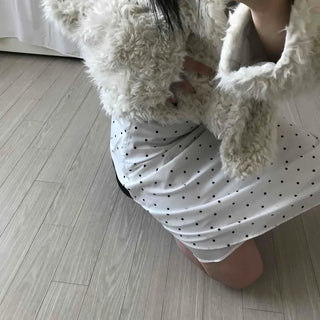 Cozy Ribbon Dot H-Line Midi Skirt