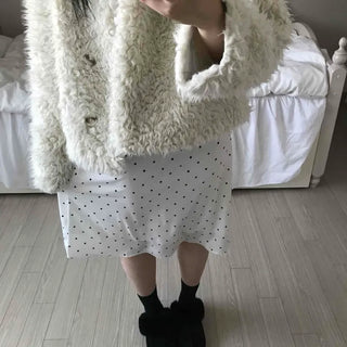 Cozy Ribbon Dot H-Line Midi Skirt