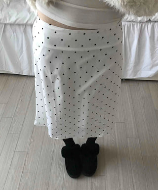 Cozy Ribbon Dot H-Line Midi Skirt