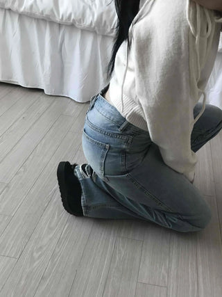 Vintage Washed High-Waisted Wide Denim Pants