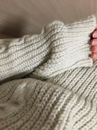 Cable Knit Collar Button Crop Sweater