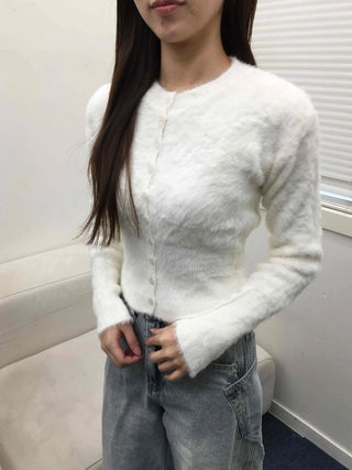 Cozy Voluminous Fur Slim Fit Round Cardigan