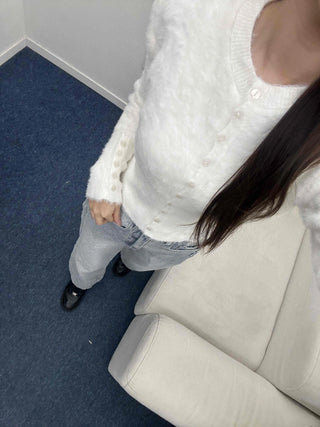 Cozy Voluminous Fur Slim Fit Round Cardigan
