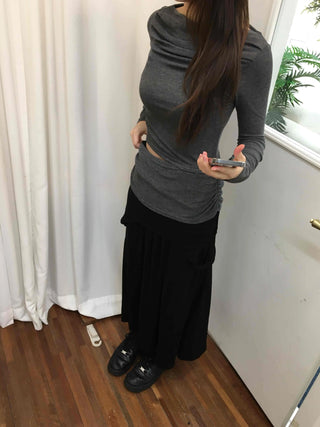 Slim Ribbed High-Neck Layered Cropped Long Sleeve T-Shirt
