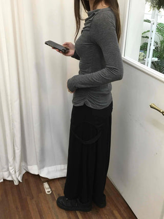 Slim Ribbed High-Neck Layered Cropped Long Sleeve T-Shirt