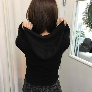 Velvet Touch Puff Shoulder Boxy Hoodie