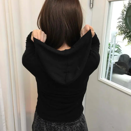 Velvet Touch Puff Shoulder Boxy Hoodie