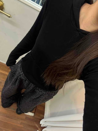 Velvet Touch Puff Shoulder Boxy Hoodie