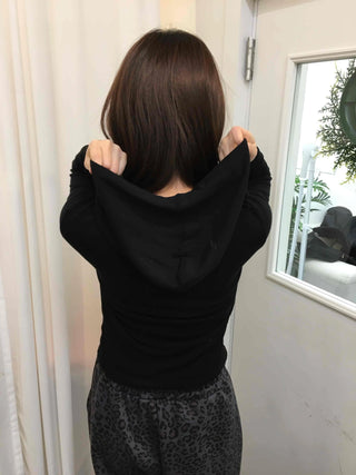 Velvet Touch Puff Shoulder Boxy Hoodie
