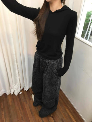 Velvet Touch Puff Shoulder Boxy Hoodie
