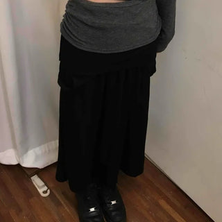 Layered Pocket Flare Long Skirt