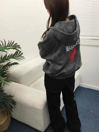 Camouflage Balloon Fit Two-Way Zip-Up Hoodie