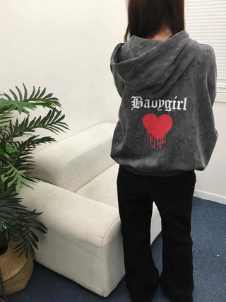 Camouflage Balloon Fit Two-Way Zip-Up Hoodie