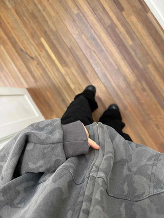 Camouflage Balloon Fit Two-Way Zip-Up Hoodie