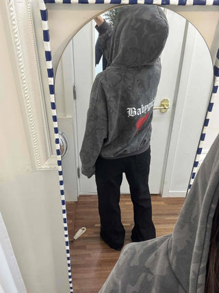Camouflage Balloon Fit Two-Way Zip-Up Hoodie