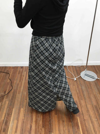 Wind Check Flare Maxi Long Skirt