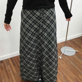 Wind Check Flare Maxi Long Skirt