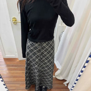 Wind Check Flare Maxi Long Skirt