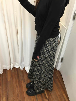 Wind Check Flare Maxi Long Skirt