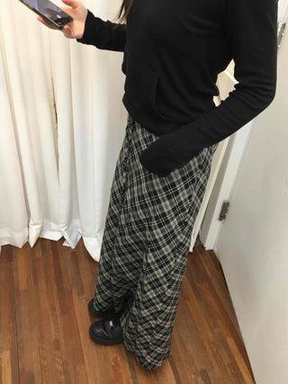Wind Check Flare Maxi Long Skirt
