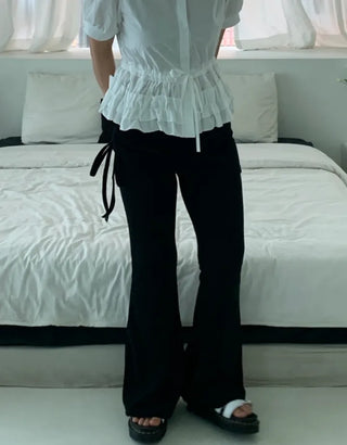 Lanfi Layered Wrap Skirt Bootcut Pants