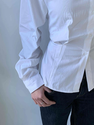 Romantic Mood Shirred Slit Off-Shoulder Blouse