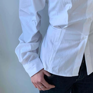 Romantic Mood Shirred Slit Off-Shoulder Blouse