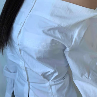 Romantic Mood Shirred Slit Off-Shoulder Blouse