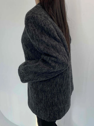Mog Boucle Round Short Collar Crop Boxy Coat