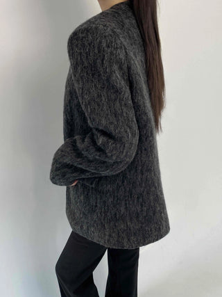 Mog Boucle Round Short Collar Crop Boxy Coat