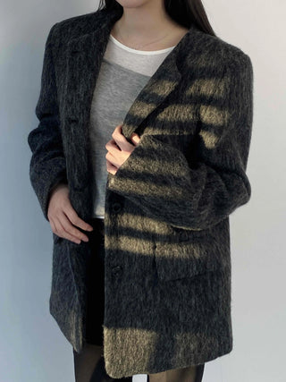 Mog Boucle Round Short Collar Crop Boxy Coat