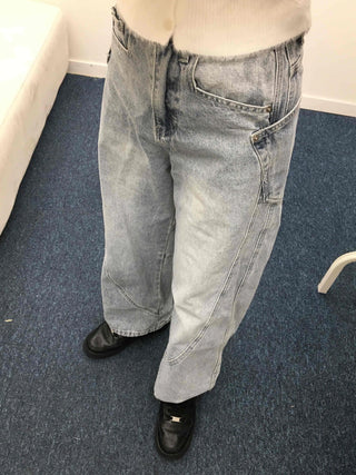 Cut-Stitch Medium Wash Bootcut Denim Pants