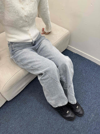 Cut-Stitch Medium Wash Bootcut Denim Pants