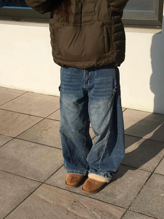 Vintage Washed Loose Fit Denim Long Pants