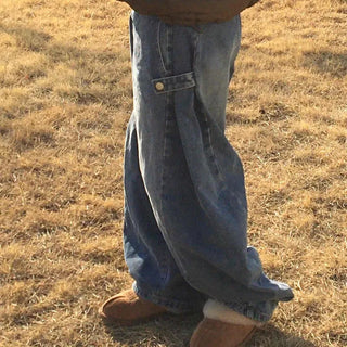 Vintage Washed Loose Fit Denim Long Pants