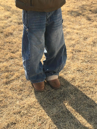 Vintage Washed Loose Fit Denim Long Pants