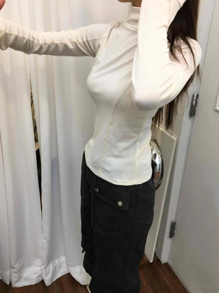 Modern Chic Turtleneck Cut-out Slim Fit Long Sleeve Tee