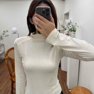Modern Chic Turtleneck Cut-out Slim Fit Long Sleeve Tee