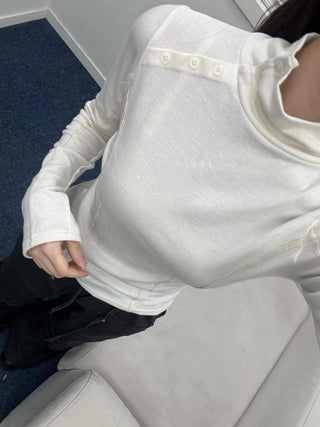 Modern Chic Turtleneck Cut-out Slim Fit Long Sleeve Tee