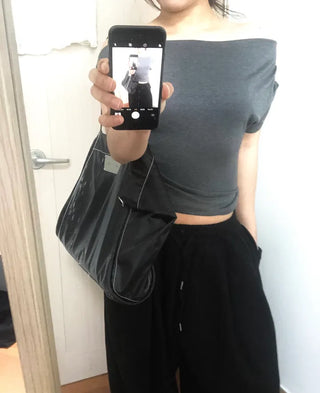 Oblivious Drape Off-Shoulder Top