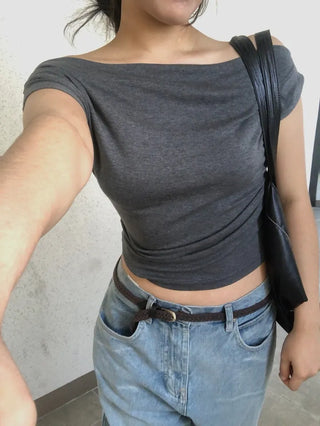 Oblivious Drape Off-Shoulder Top