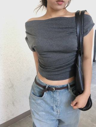 Oblivious Drape Off-Shoulder Top