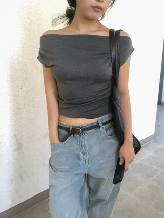 Oblivious Drape Off-Shoulder Top