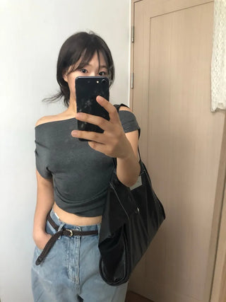 Oblivious Drape Off-Shoulder Top